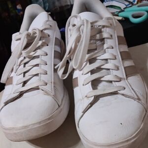 Adidas Cream Sneakers with Tan Accents